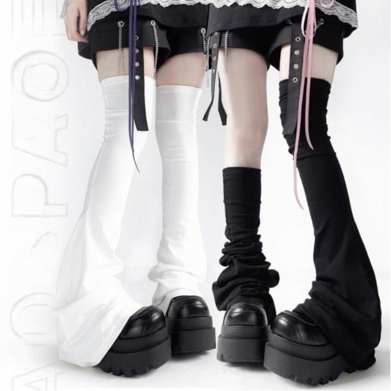 Y2K Leg Stockings Black White  - مراجعة Knee Sleeve Pair وسعره