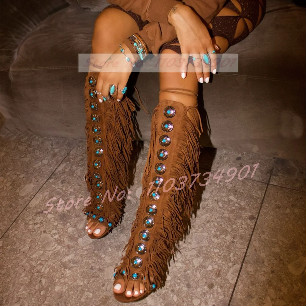 Tassels Open Toe Gems Knee Hig - مراجعة Crossfit Ladies وسعره