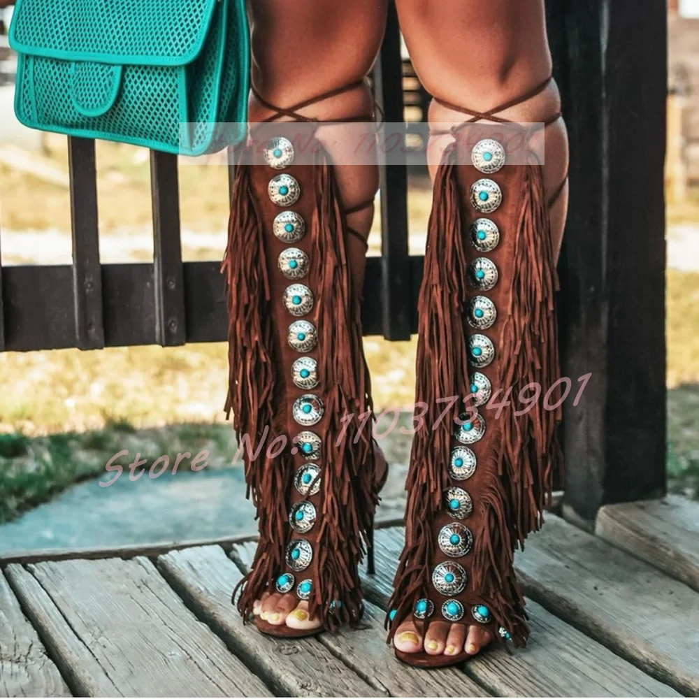 Tassels Open Toe Gems Knee Hig - مراجعة Crossfit Ladies وسعره