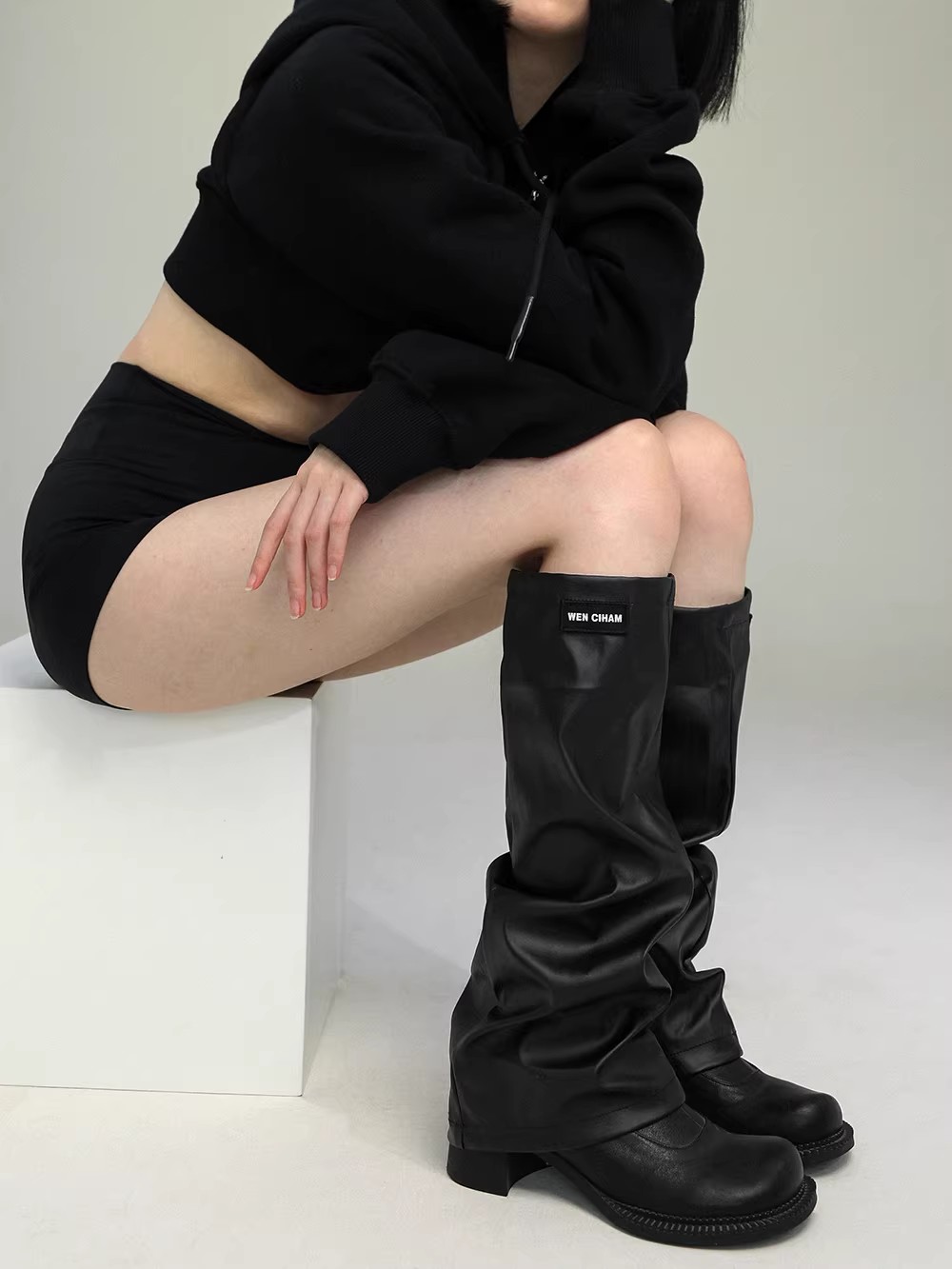 Women's PU Leather Leg Ankle K - مراجعة Knee Sleeve Pair وسعره