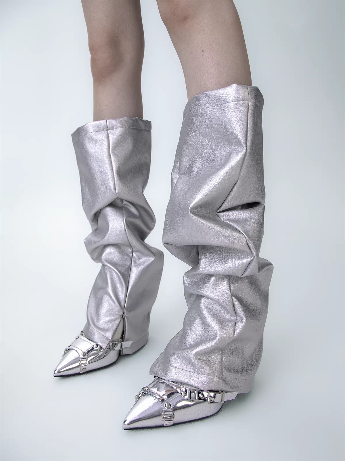 Women's PU Leather Leg Ankle K - مراجعة Knee Sleeve Pair وسعره