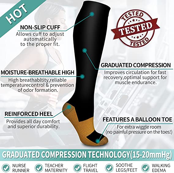 Size S-XXL Compression Socks M - مراجعة Crossfit Training وسعره